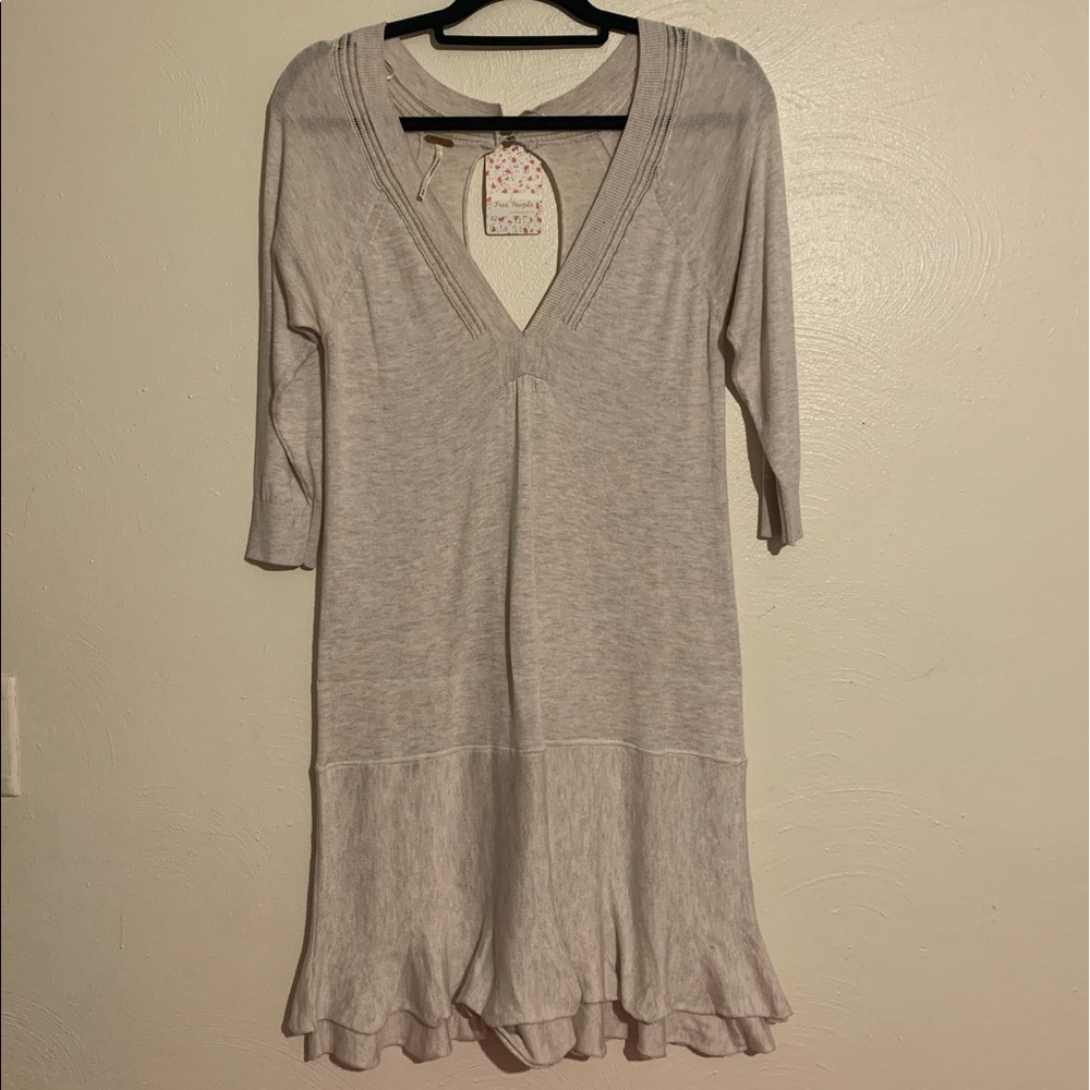NWT Free People Ruffle Me Up Sweater Dress in Smoked Pea Women's Medium M